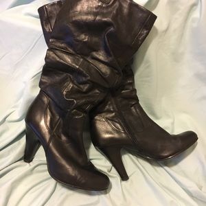 Aldo Knee-High Leather Heeled Boots